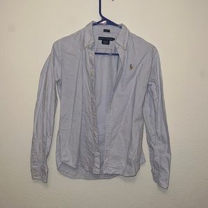 Y2K Ralph Lauren BLUE LABEL womens slim fit classic stripped button down shirt